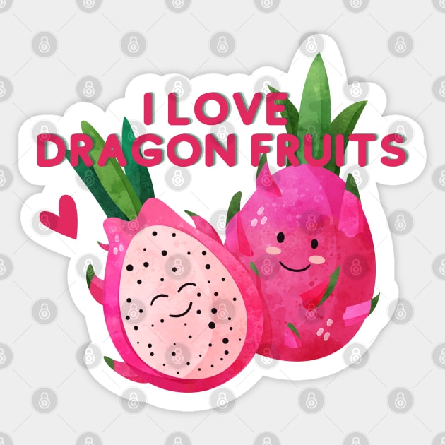 I Love Dragon fruits Sticker by Random Prints